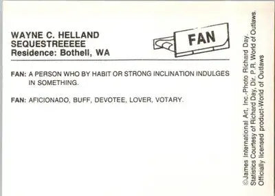Wayne C. Helland - 1989 World of Outlaws - #FAN - Racing - Racing Card Single