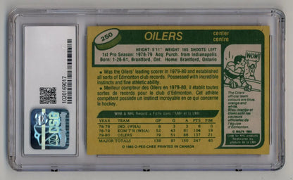 Wayne Gretzky 1980-81 O-Pee-Chee trading card in protective case near mint condition