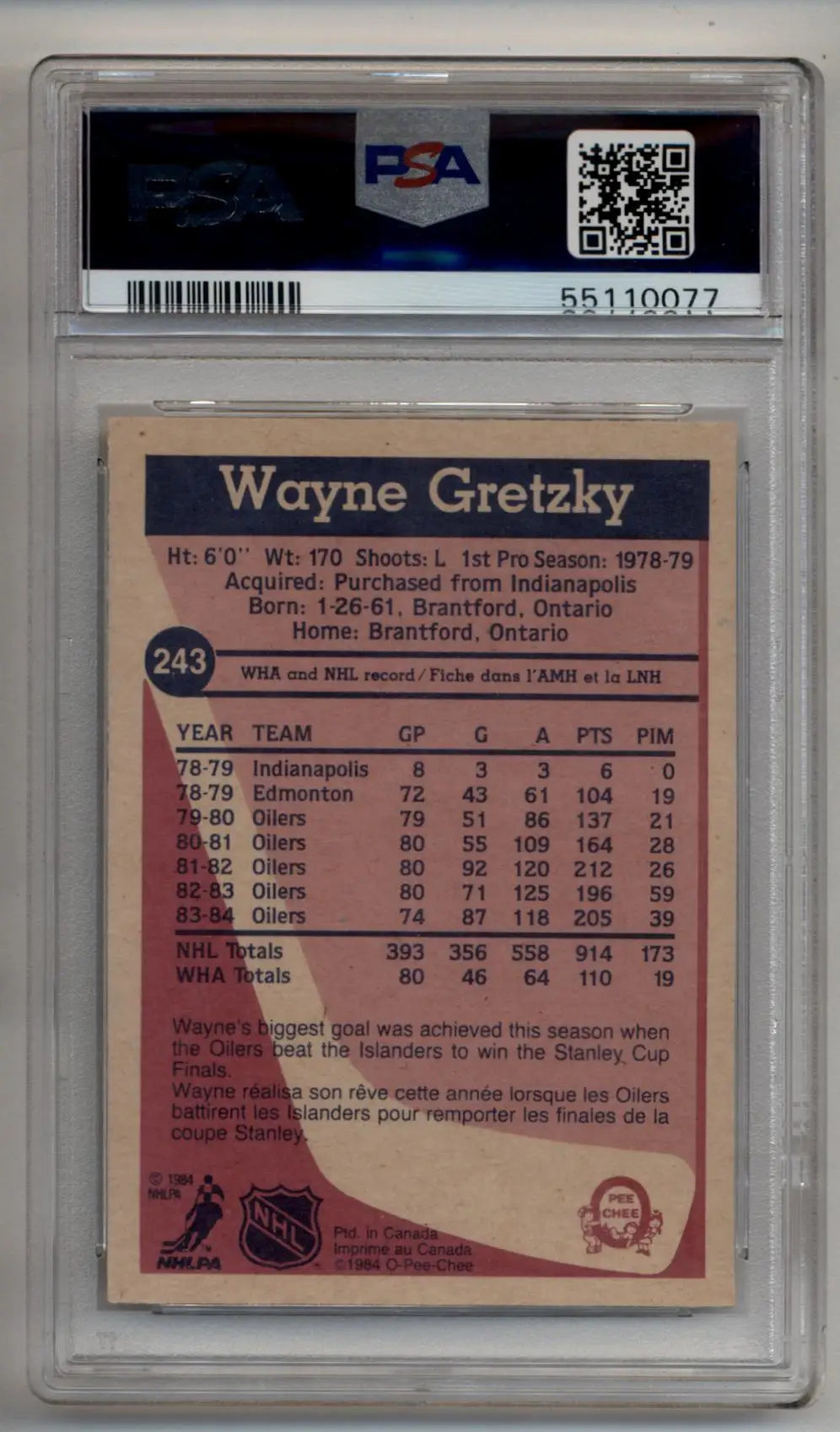 Wayne Gretzky 1984-85 O-Pee-Chee #243 PSA 9 Mint - Singles