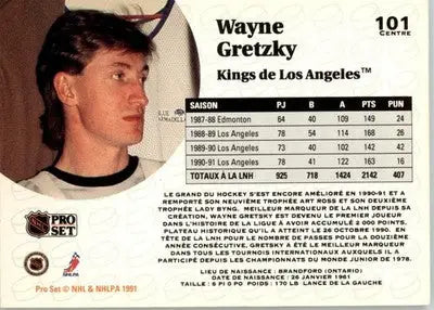 Wayne Gretzky - 1991-92 Pro Set French - #101 - Hockey - Hockey Card Single