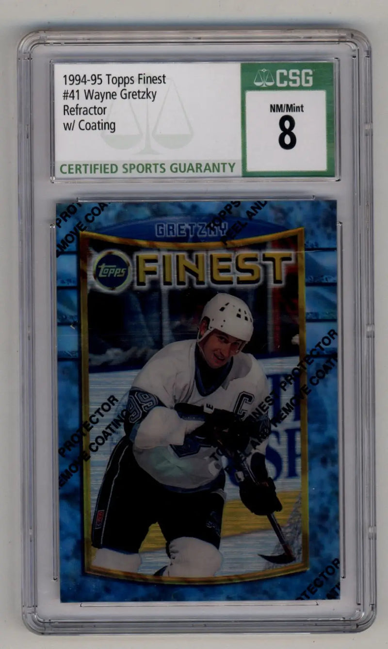 Wayne Gretzky 1994-95 Finest Refractor w/ coating #41 CSG 8 Near Mint/Mint - Hockey Card Single