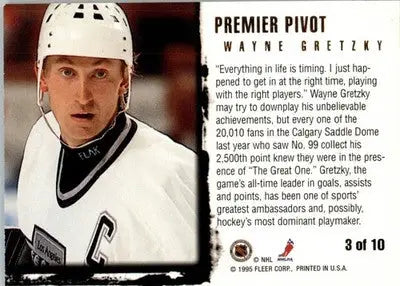 Wayne Gretzky - 1995-96 Ultra - #3 - Premier Pivot Hockey - Hockey Card Single