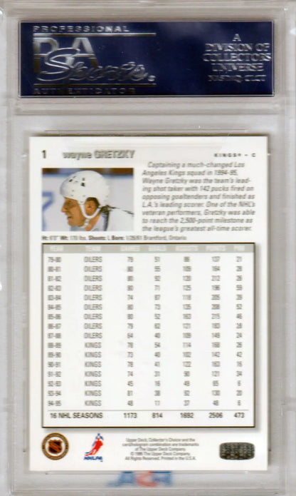 Wayne Gretzky hockey card from Upper Deck 1995-96 Collector’s Choice PSA 10 at Columbia Hobby