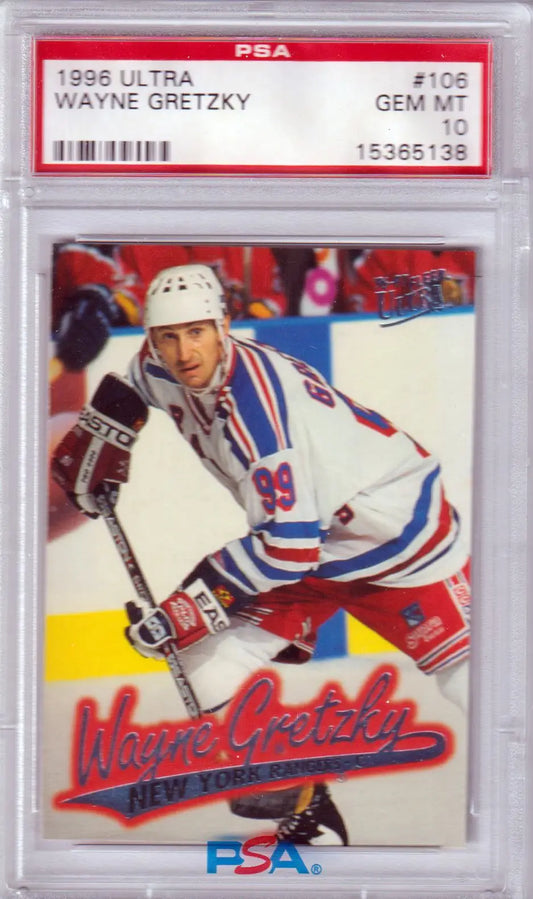 Graded Wayne Gretzky hockey card from Fleer Ultra 1996-97, PSA 10 GEM MINT by Columbia Hobby