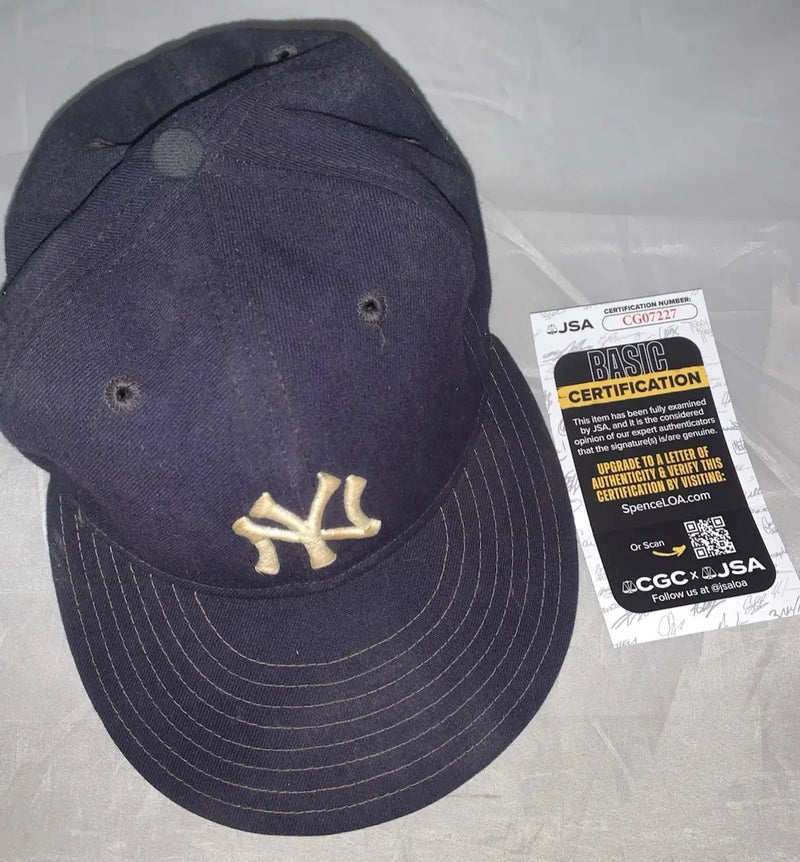 Wayne Tolleson NY Yankees Game Used (1986-1990) Autographed Baseball Cap Hat JSA - Sports Memorabilia