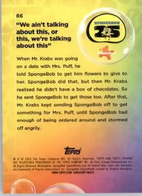 We ain’t talking about...’ - 2025 Topps Chrome SpongeBob SquarePants - #86 - Non-Sports Card Single