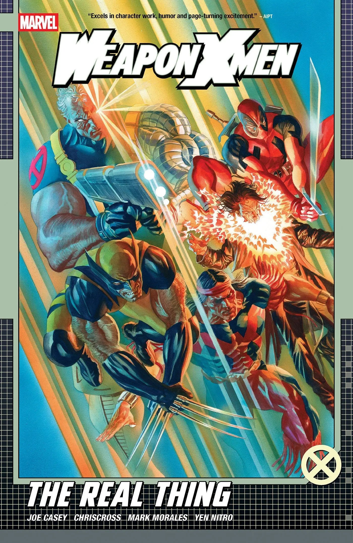 Comic book with multiple superheroes in action from Weapon X-Men The Real Thing series