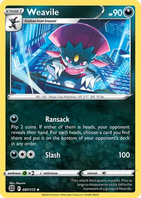 Weavile - Brilliant Stars - 087/172 - Reverse Holo LP Pokemon - Pokémon Card Single