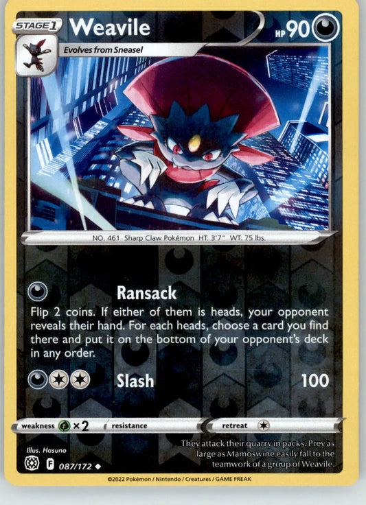 Weavile - Brilliant Stars - 087/172 - Reverse Holo LP Pokemon - Pokémon Card Single