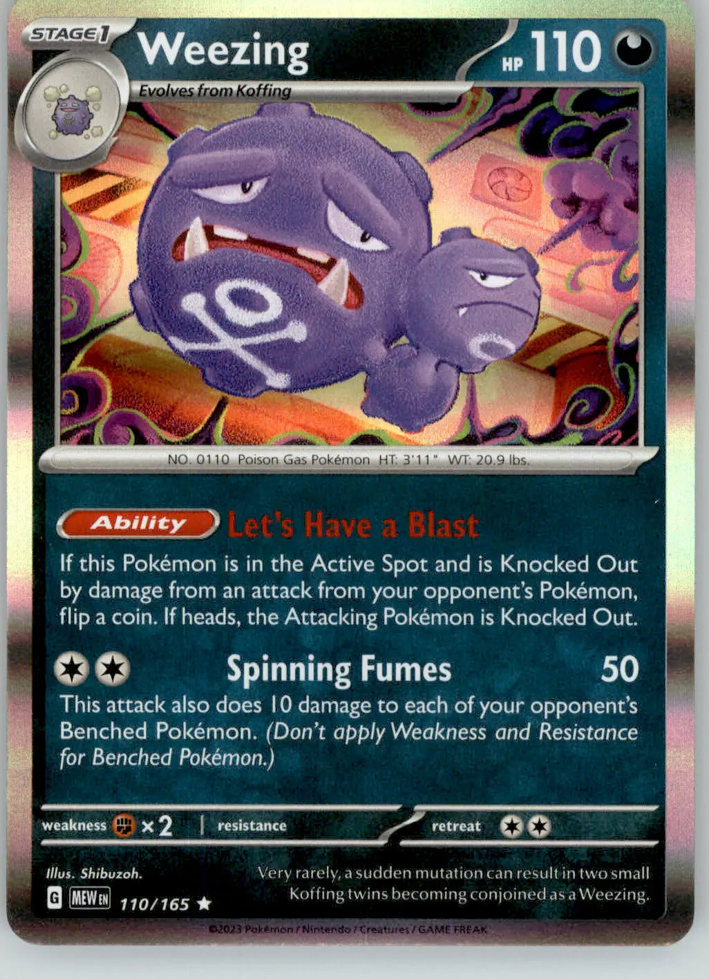 Weezing - 151 - 110/165 - Holo NM Pokemon