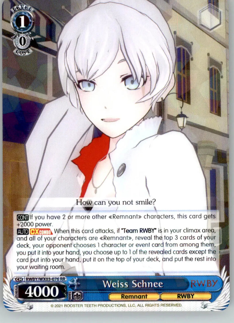 Weiss Schnee - RWBY - RWBY/WX03-076 RR - NM Weiss Schwarz