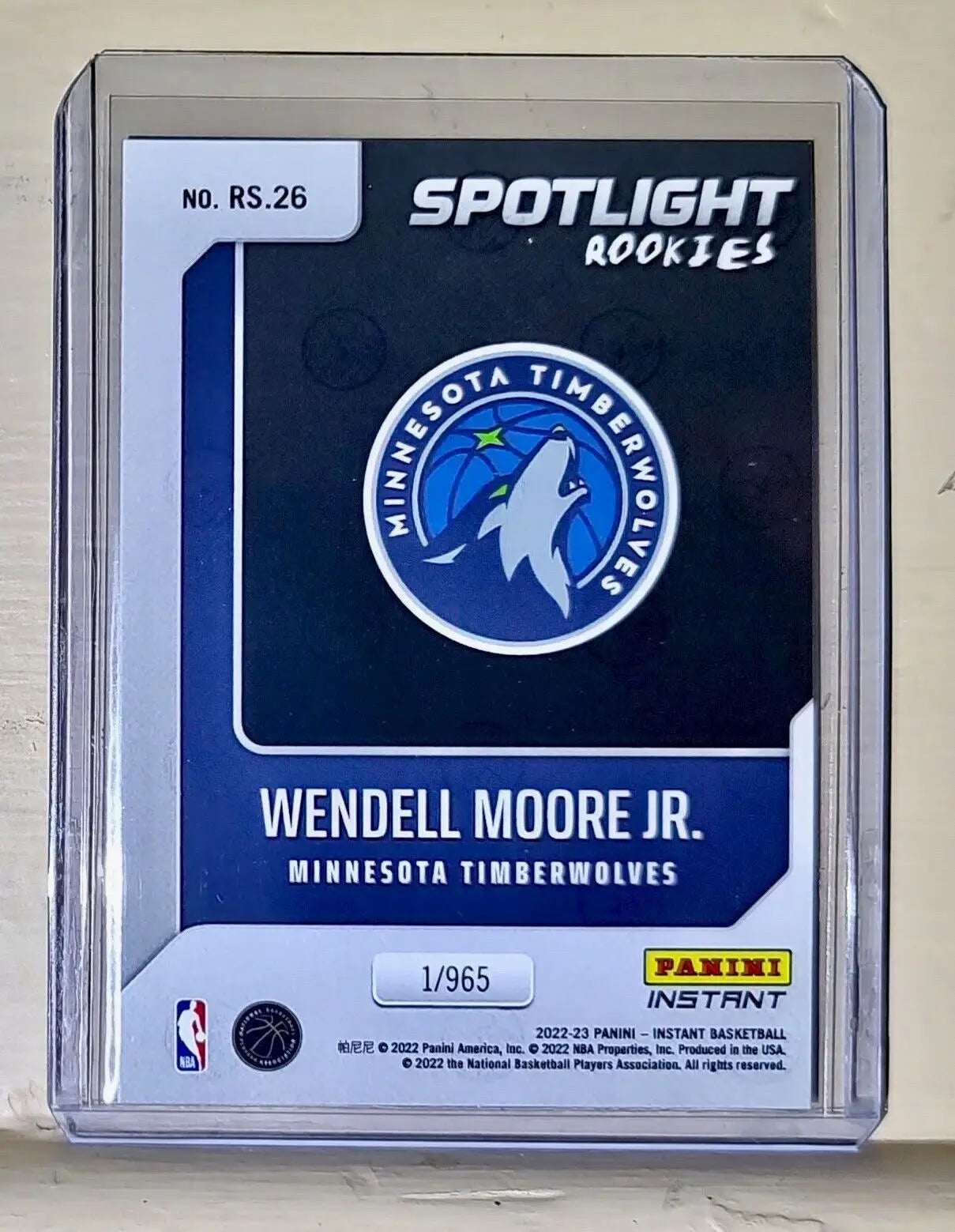 Wendell Moore Jr. 2022-23 Panini NBA #26 Spotlight Rookies Card 1/965 - Basketball Card Single
