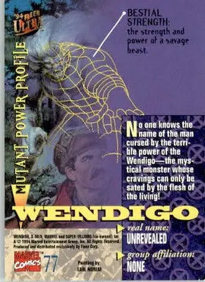 Wendigo - 1994 Ultra X-Men - #77 - Non_sport - Non-Sports Card Single
