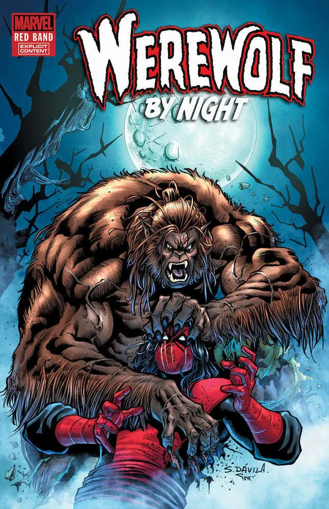 Snarling werewolf in red gloves lunges in Werewolf By Night Red Band Sergio Davila Variant