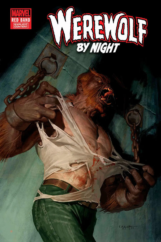 Werewolf by Night Red Band comic book cover featuring night red trading cards and artwork