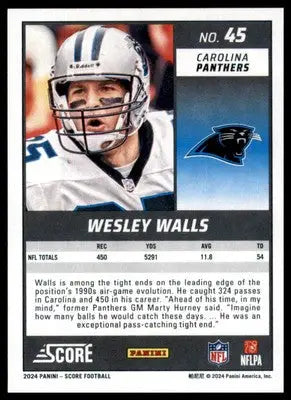 Wesley Walls 2024 Score #45 Carolina Panthers - Football Card Single