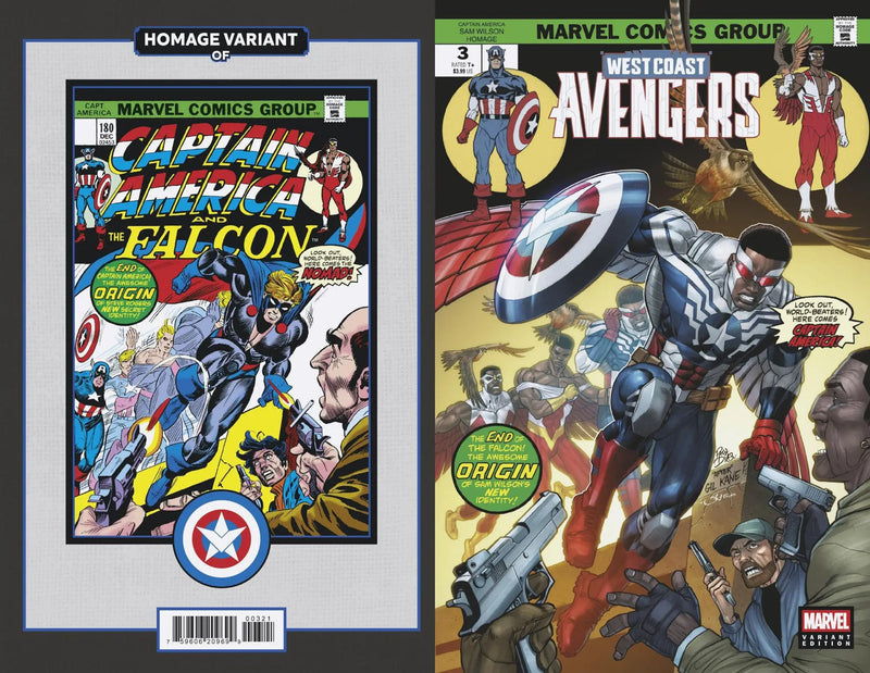Comic book covers for West Coast Avengers #3 Captain America Sam Wilson Variant, trading cards