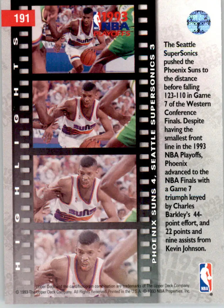 West Finals: Suns 4 SuperSonics 3 - 1993-94 Upper Deck - #191 - Basketball - Basketball Card Single