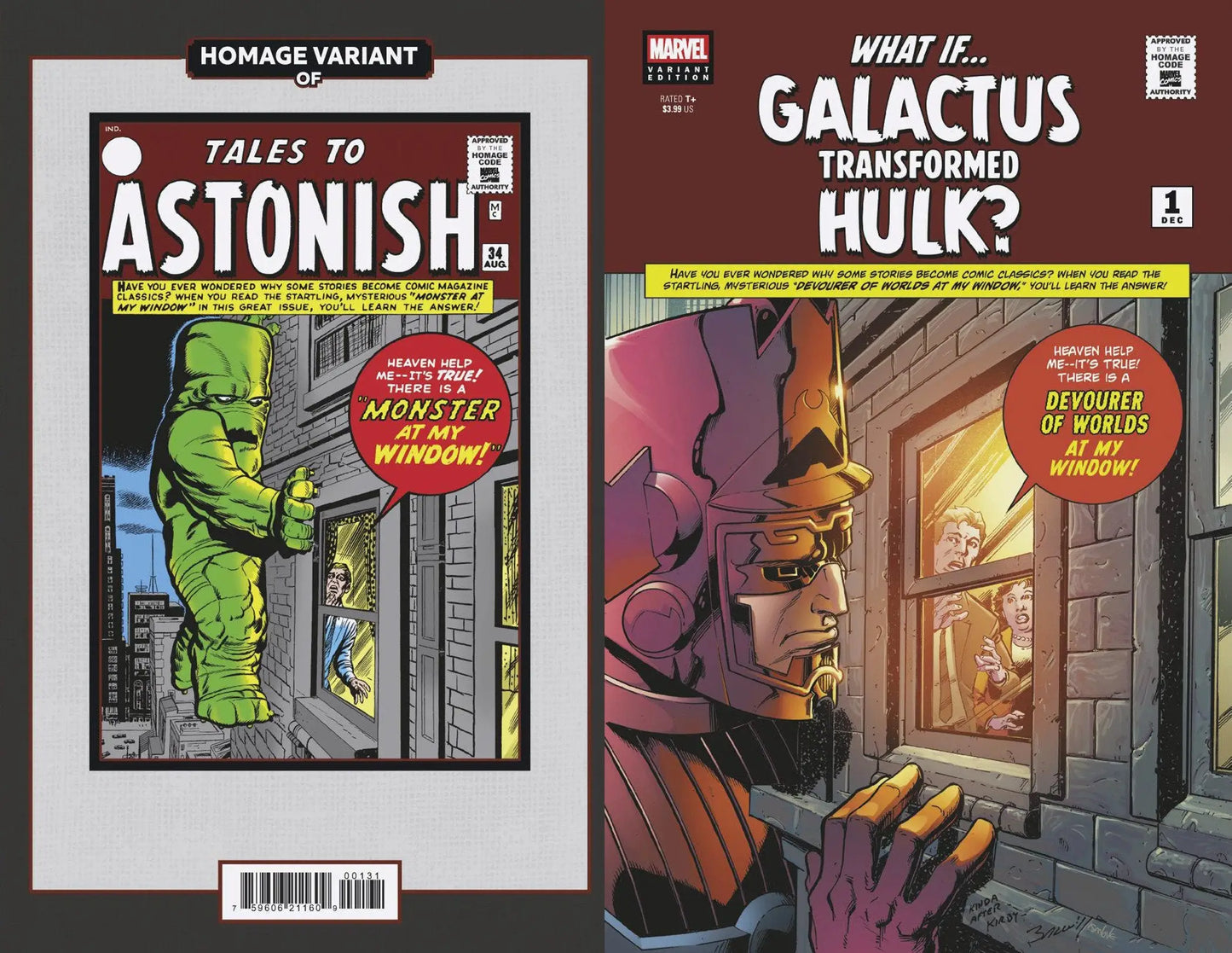Comic book cover featuring Galactus transformed Hulk homage variant by Mark Bagley