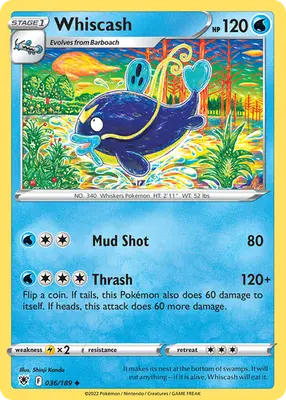 Whiscash - Astral Radiance - 036/189 - Reverse Holo LP Pokemon - Pokémon Card Single