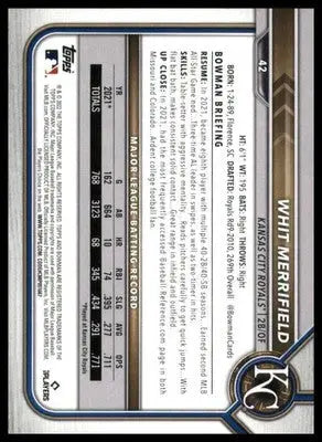 Whit Merrifield 2022 Bowman #42 Kansas City Royals - Baseball Card Single