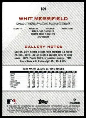 Whit Merrifield 2022 Topps Gallery #169 Kansas City Royals - Baseball Card Single