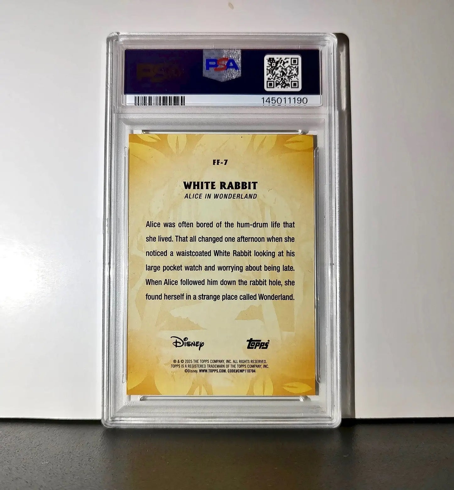 White Rabbit 2025 Topps Disney #FF-7 Furry Friends Card PSA 10 Gem - Non-Sports Card Single