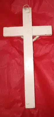 White Wooden Cross Wall Hanging Decor 8X4In Solid Wood Christianity Used Art - Other