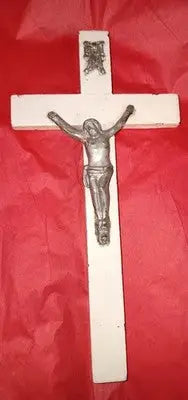 White Wooden Cross Wall Hanging Decor 8X4In Solid Wood Christianity Used Art - Other