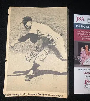 Whitey Ford signed baseball card from Ford Signed Newspaper Article Picture Clipping Auto