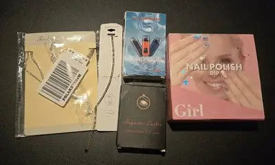 Whos That Girl Nail Polish Dip Kit Magnetic Lashes Nose Trimmer Jewelry Lot - General Merchandise