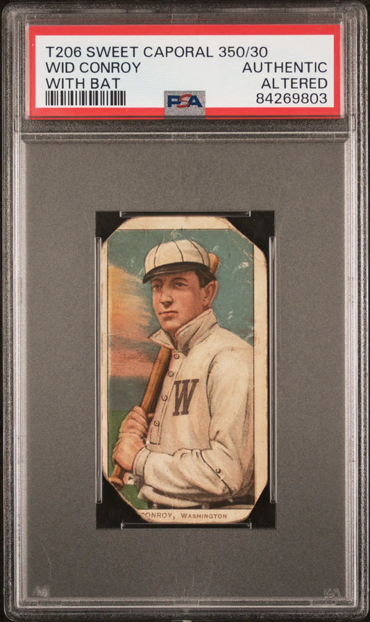 Wid Conroy 1909-11 T206 Sweet Caporal 350/30 With Bat PSA Authentic Altered - Baseball Card Single
