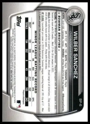 Wilber Sanchez 2023 Bowman Prospects #BP-6 Chicago White Sox - Baseball Card Single