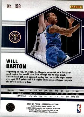 Will Barton - 2020-21 Panini Mosaic - #158 - Basketball - Basketball Card Single