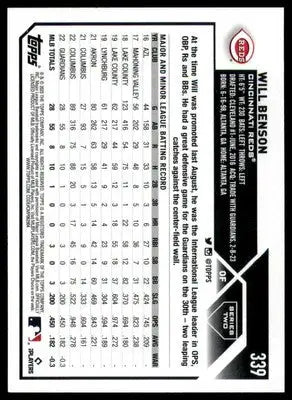 Will Benson Rookie 2023 Topps #339 Cincinnati Reds - Baseball Card Single