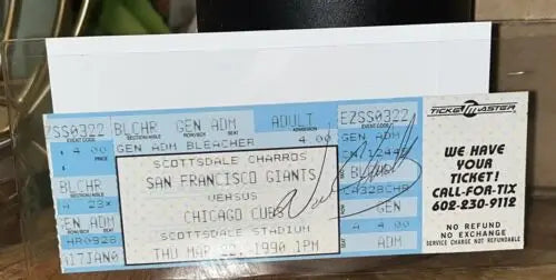 Will Clark Spring Training autograph ticket MLB 3/22/1990 San Francisco Giants