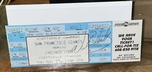 Will Clark Spring Training Autograph Ticket MLB 3/22/1990 SF Giants Auto JSA