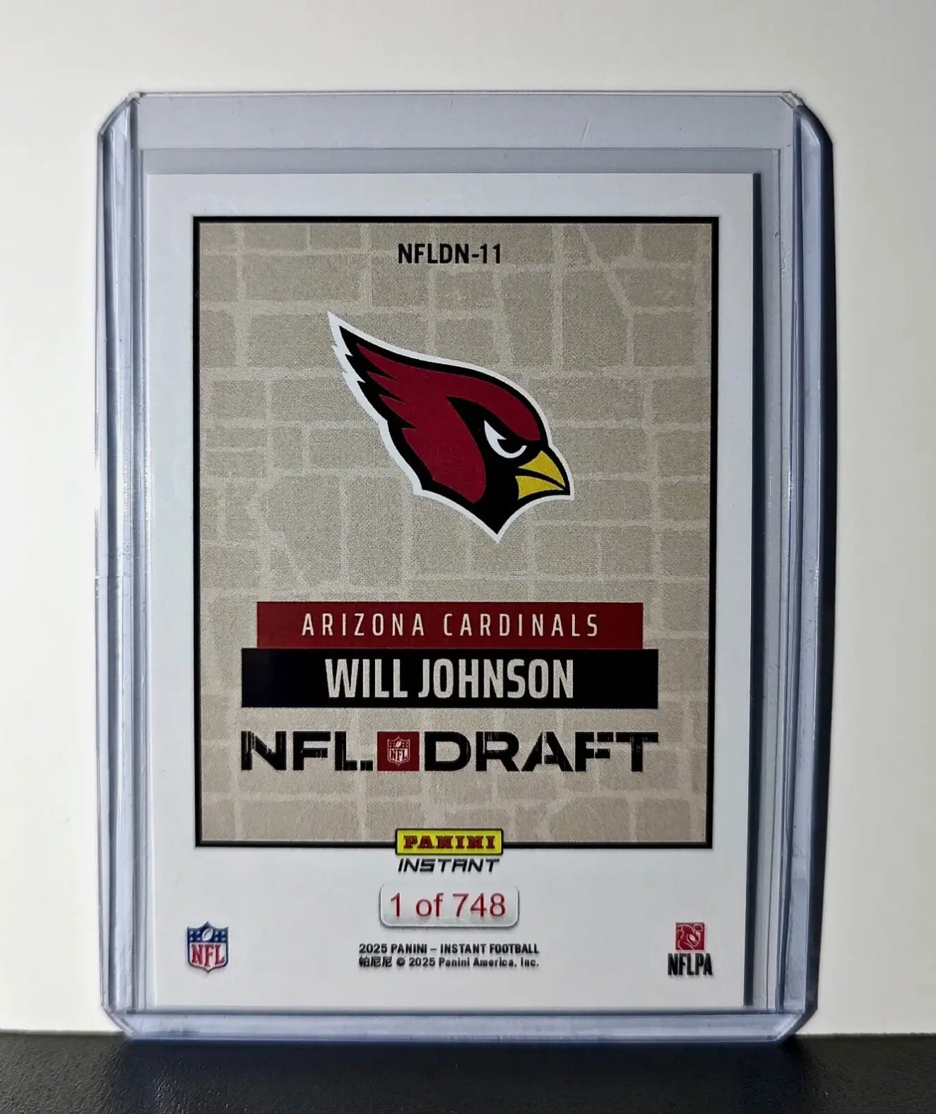 Will Johnson Rookie 2025 NFL Draft #11 Football Card Arizona Cardinals 1 of 748 - Football Card Single