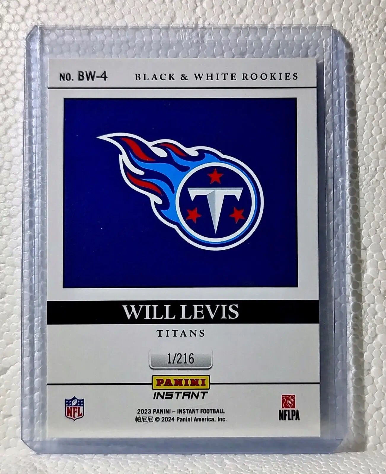 Will Levis 2023 Panini NFL #4 Black & White Rookies Card Tennessee Titans 1/216