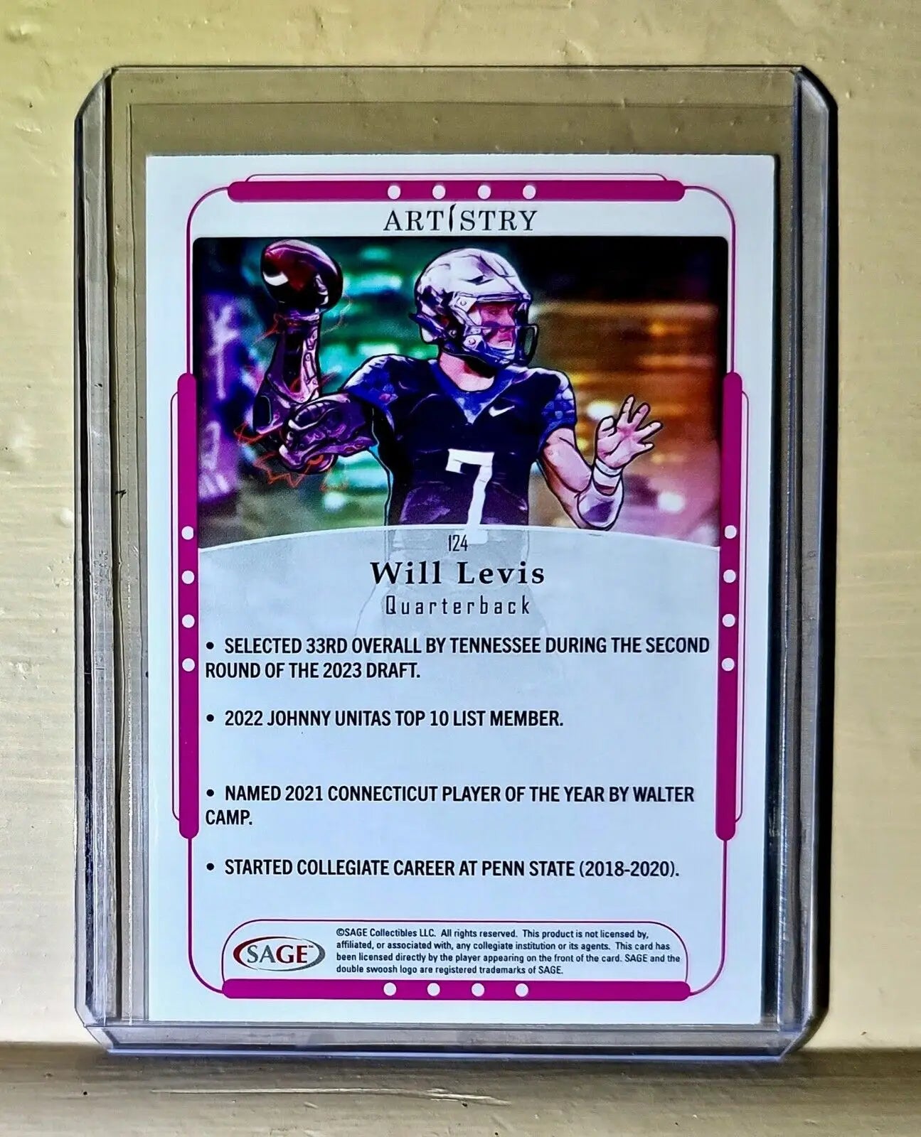 Will Levis 2023 SAGE NFL Artistry Football #124 Card - Football Card Single