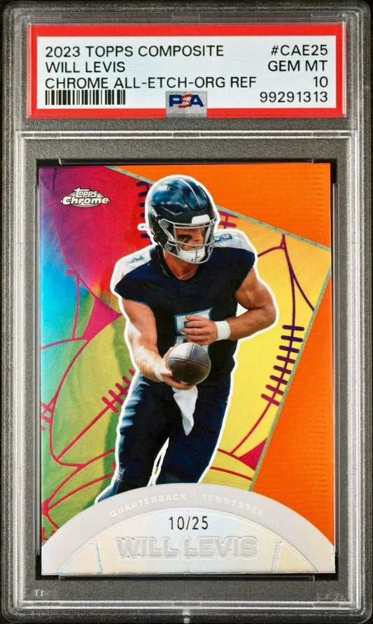 Will Levis 2023 Topps Chrome ALL-ETCH #CAE-25 Orange Refractor 10/25 Card PSA 10 - Football Card Single