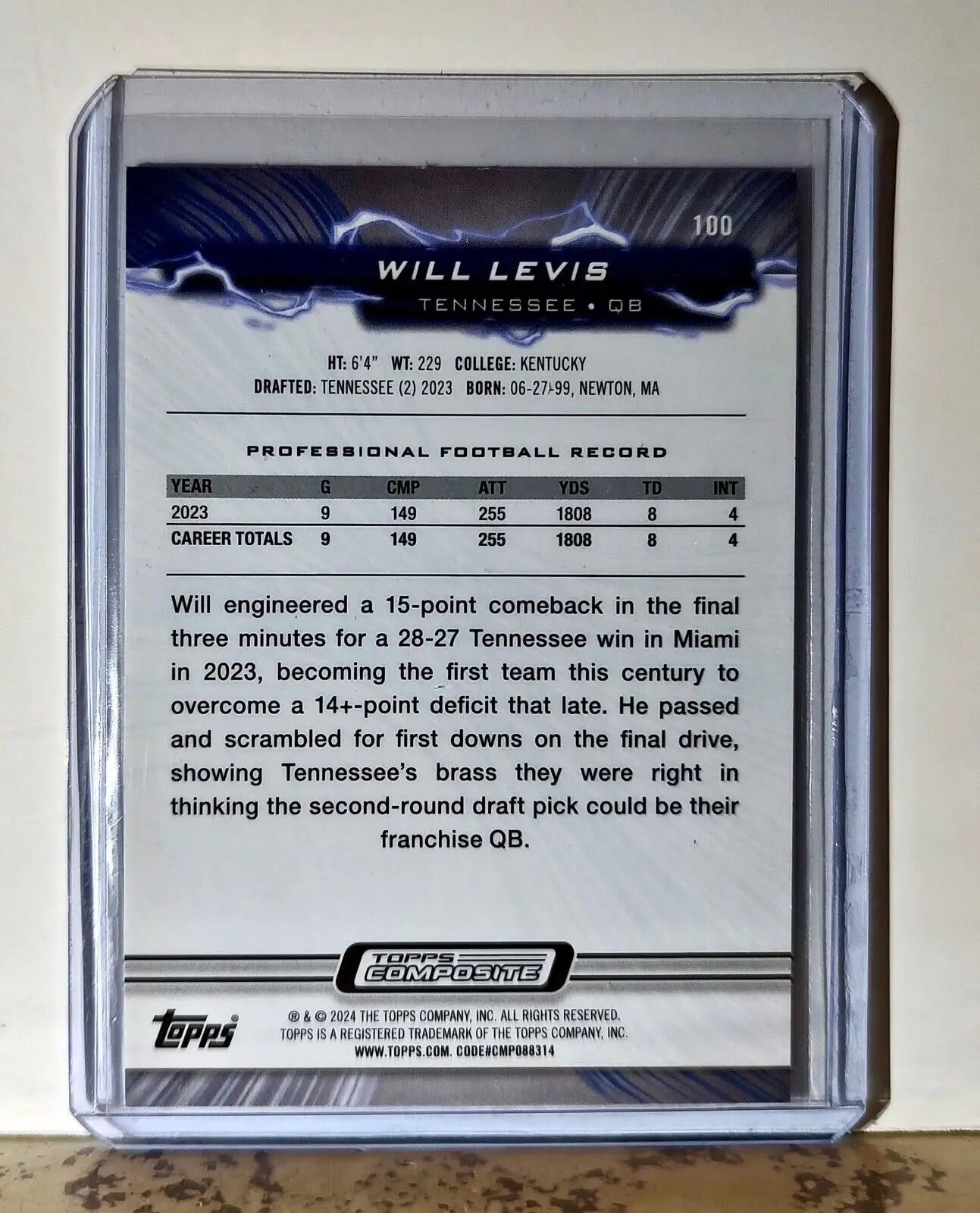Will Levis 2023 Topps Resurgence NFL #100 Football Card Tennessee Titans - Football Card Single