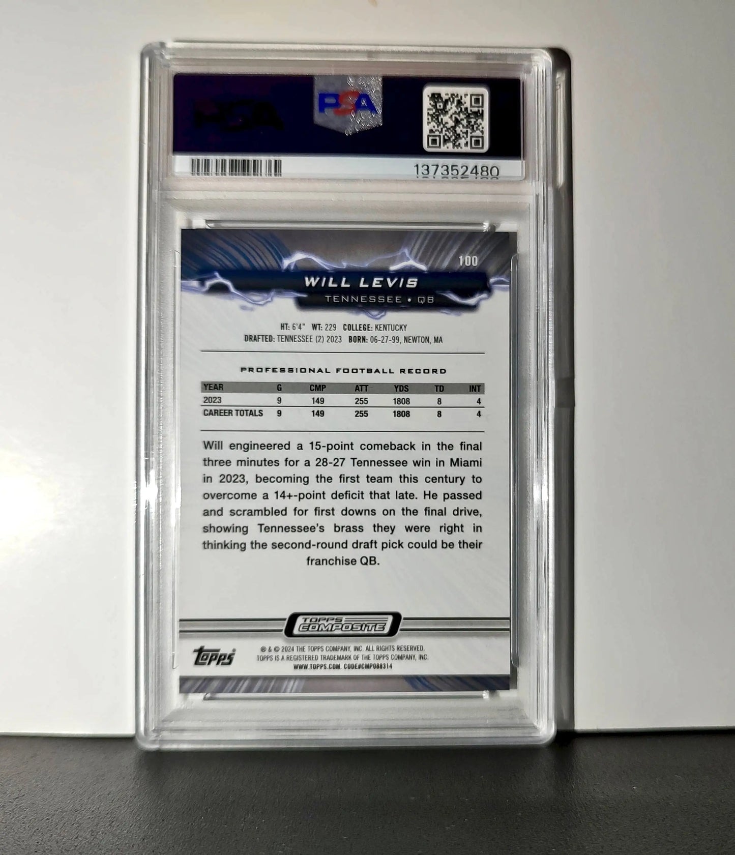 Will Levis 2023 Topps Resurgence Rookie #100 Surge 153/249 PSA 9 Mint - Football Card Single