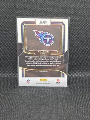 WILL LEVIS 2024 SELECT PREMIER LEVEL SILVER PRIZM TITANS #200 - Football Card Single