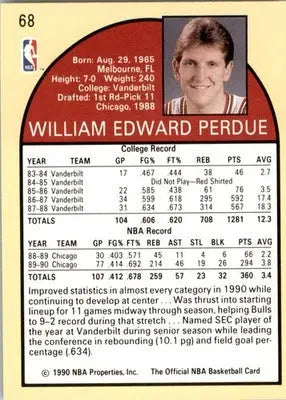 Will Perdue - 1989-90 Hoops Chicago Bulls - #68 - Basketball - Basketball Card Single