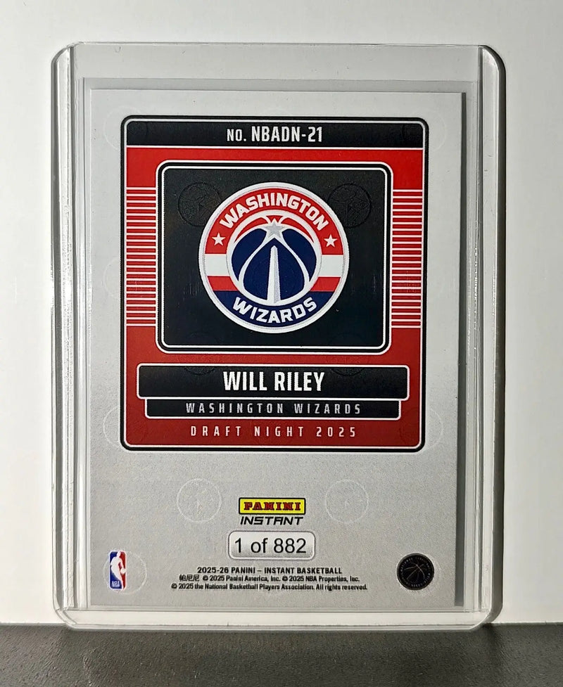 Will Riley Rookie 2025-26 Panini NBA #21 Draft Night Card Washington Wizards