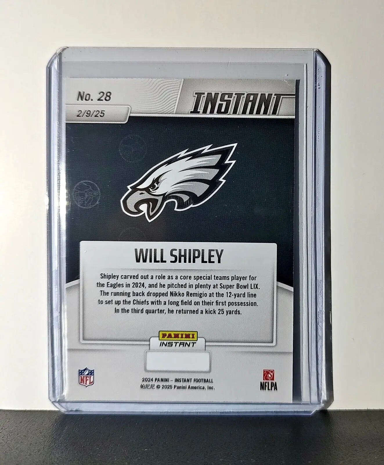Will Shipley Rookie 2024 Panini Super Bowl LIX Champions NFL #28 Football Card