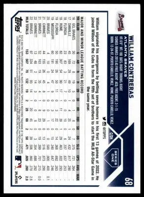 William Contreras 2023 Topps #68 Atlanta Braves - Baseball Card Single