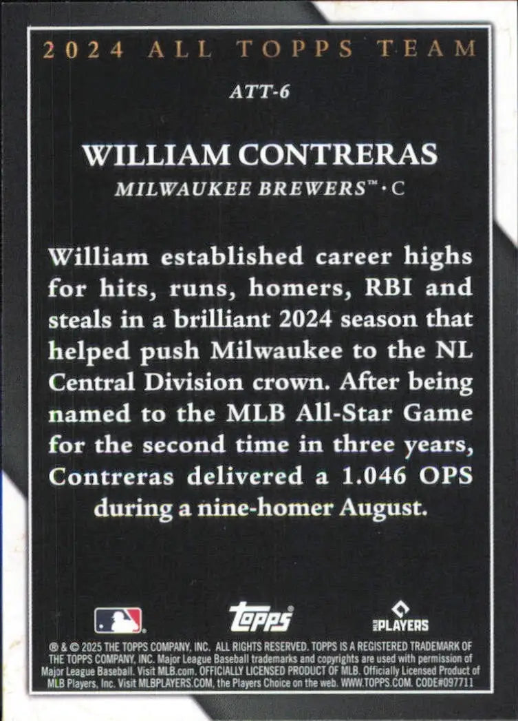 William Contreras 2025 Topps Series 1 All Topps Team #ATT-6 Milwaukee Brewers - Baseball Card Single