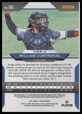 William Contreras Rookie 2021 Panini Prizm #105 Atlanta Braves - Baseball Card Single